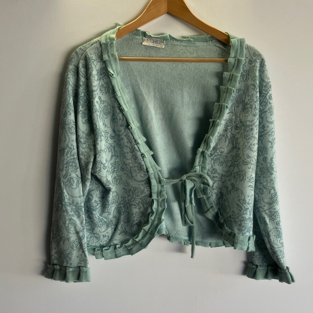 ECHO! Mint Green Patterned Cardigan